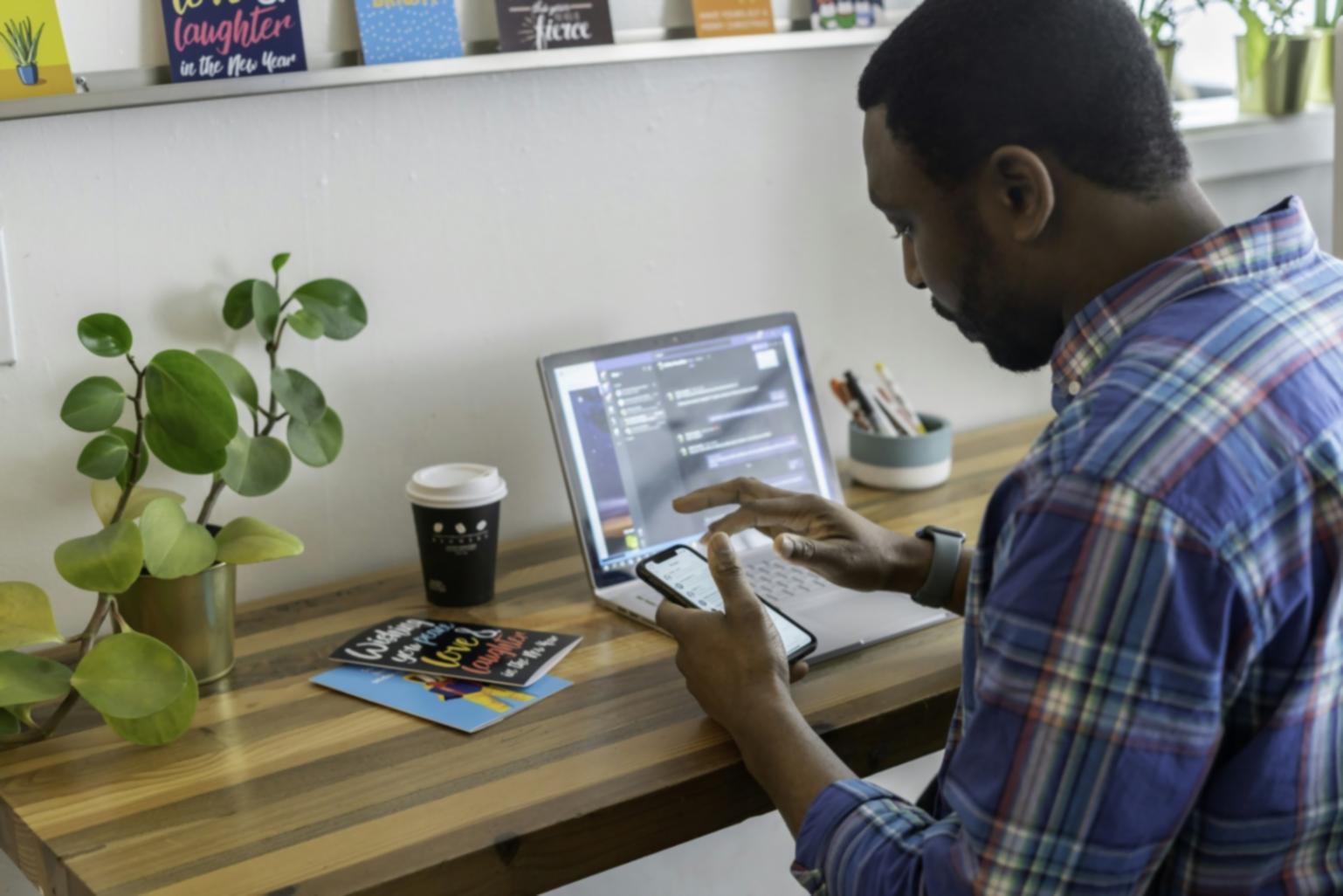 Business professional working efficiently on optimized computer system